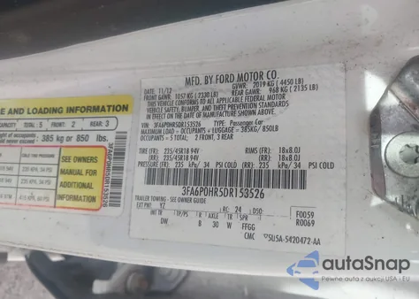 2013 Ford Fusion Se from USA, damaged, VIN 3FA6P0HR5DR153526